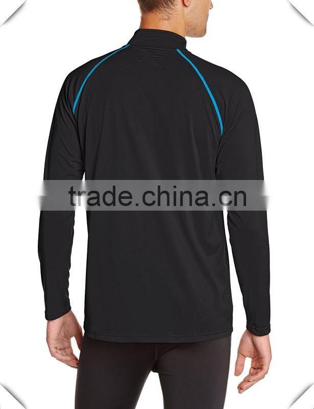 Dri-Fit Performance Raglan Long Sleeve T Shirt Jacket Top Quarter Zipper Pullover Jacket Black Plain Sports Top