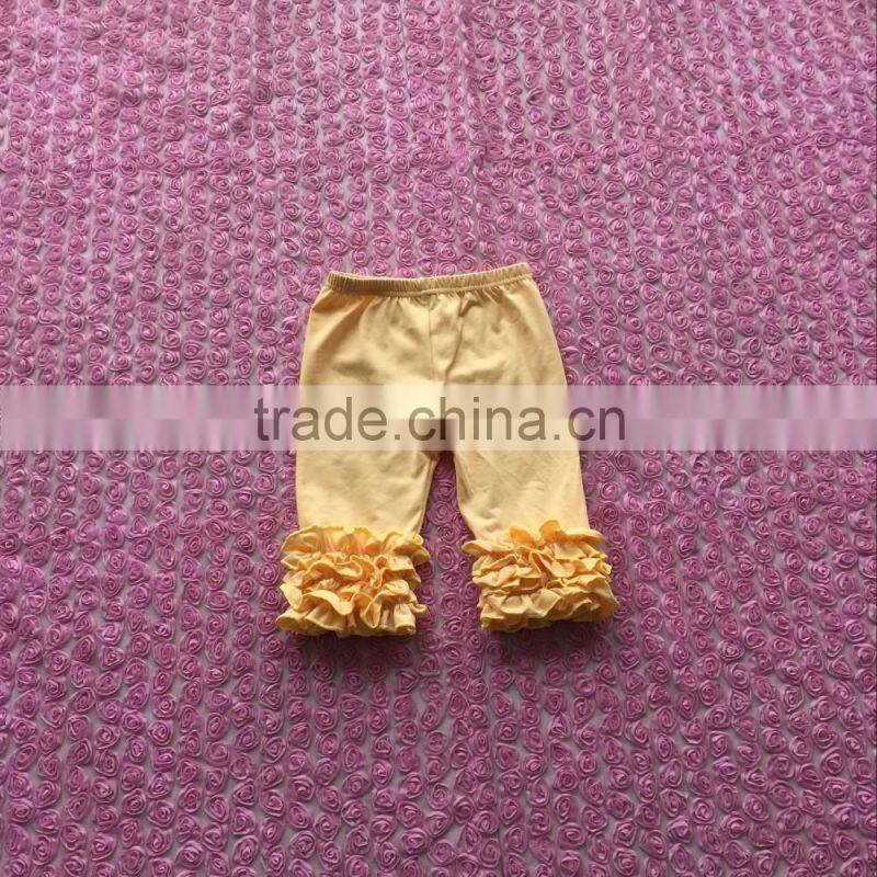 2016 Latest style cotton ruffles cropped trousers baby girls icing ruffles capris pants