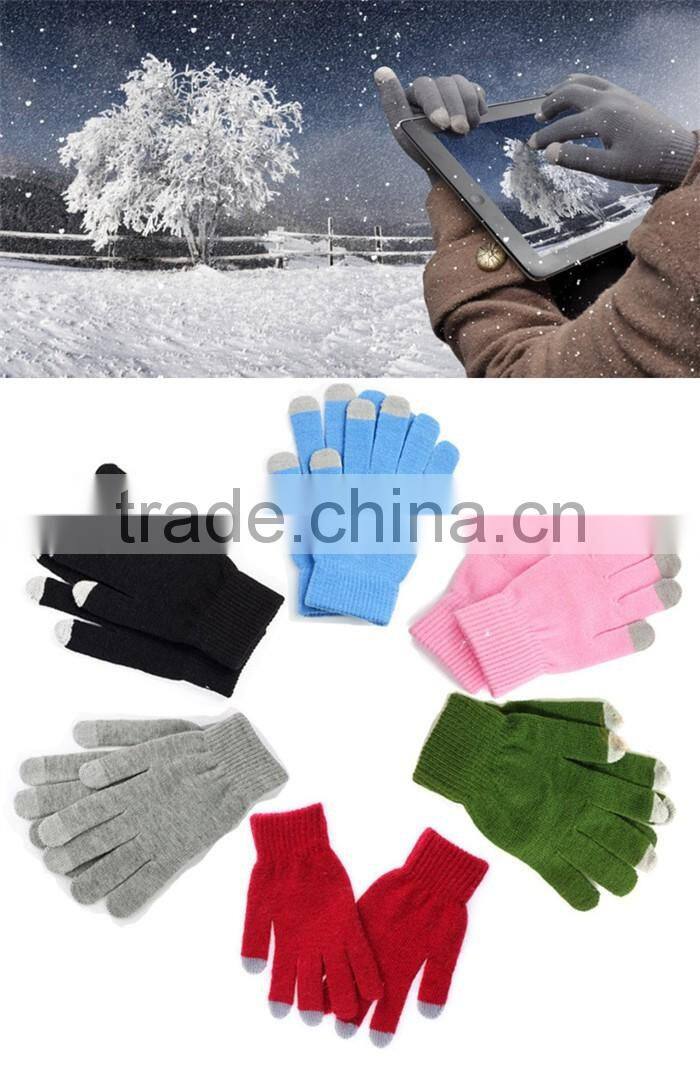 New Design Plain Color Unisex Touch Screen Cotton Knitting Gloves