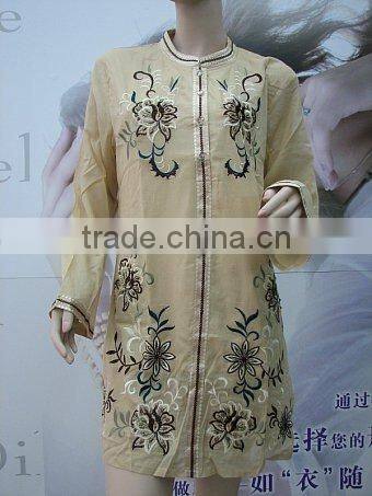 lady cotton embroidery blouse skirt