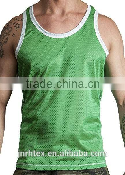 Custom mens polyester mesh sport gym tank top
