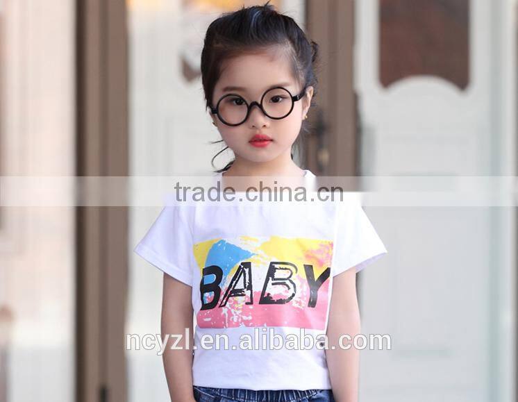 2016 custom wholesale cute design children/baby t shirt with baby word printing