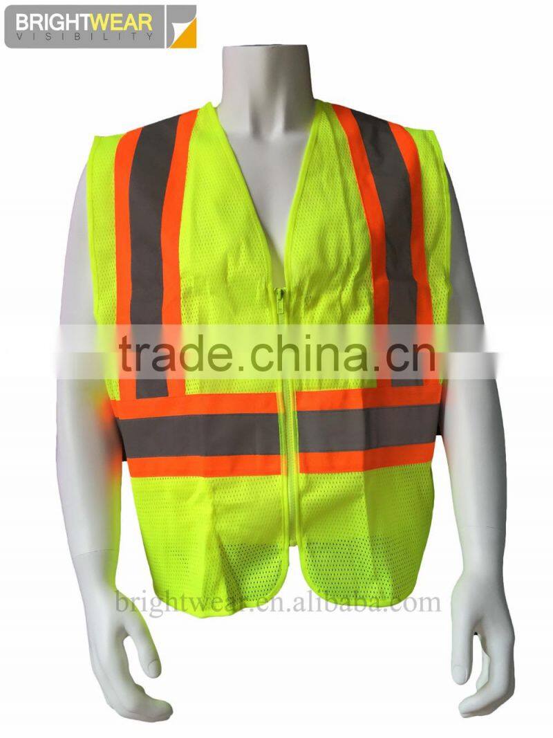 ANSI/ISEA107 hi vis mesh vest with reflective tape