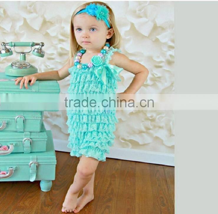 Factory cheaper wholesale colorful baby boutique lace romper kids clothing wholesale 2015 baby petti rompers