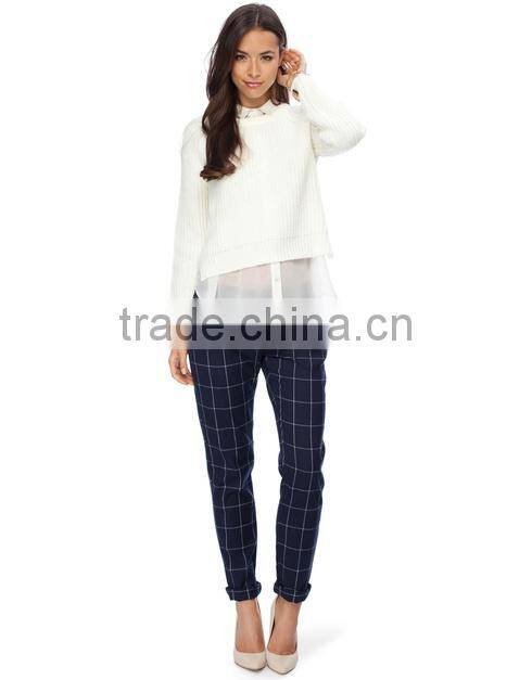 2014 high quality women plaid pants