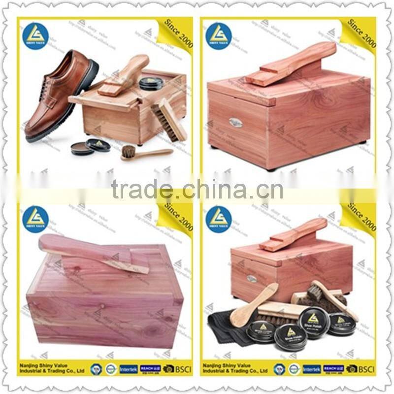 Top sale fashion design shoe care kit wooden shoe shine box with sample available
