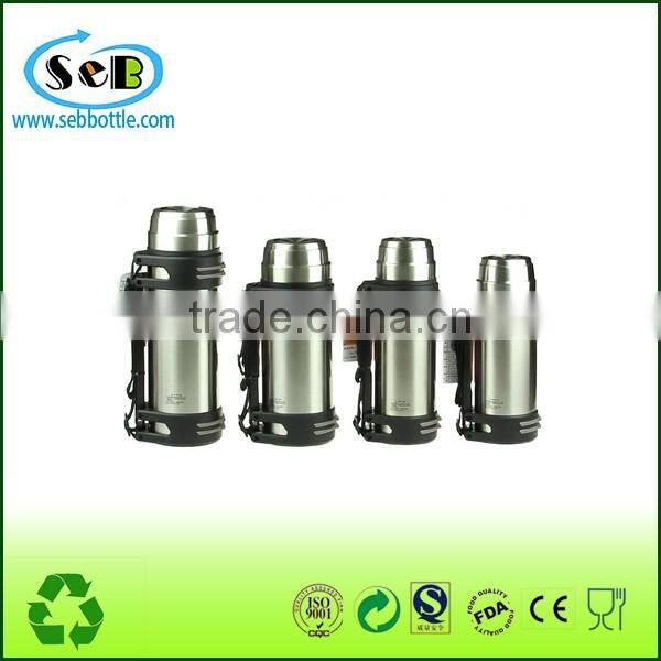 Different size double wall stainless steel Vacuum Travel Pot with Plastic Grip and Shoulder handle