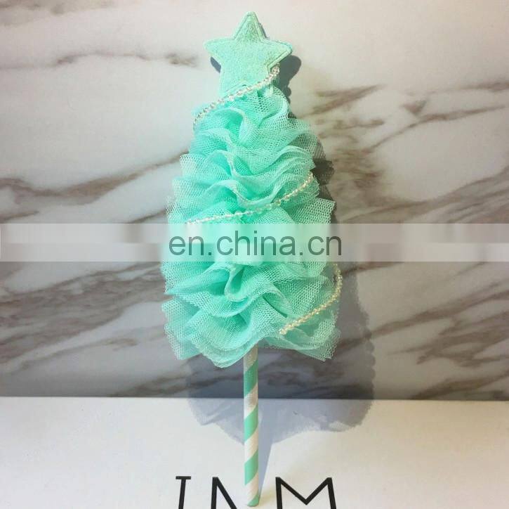Creative Pink/Blue/Green Glitter Star Christmas Tree Cake Toppers Birthday Wedding Cake Decorations