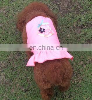 Cotton Dog Dress Strawberry Print Teddy Costume Summer Adorable Pet Clothes Cat Lady Skirt with Shoulder-straps