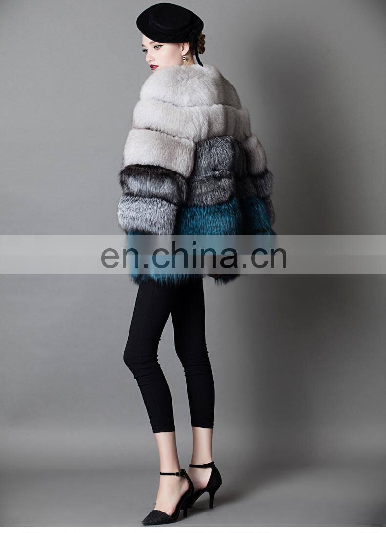 2016 Top Grade Elegant Luxury Winter Warm Real Fox Fur Coat Jacket