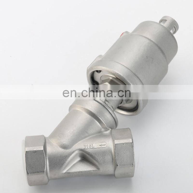 Stainless steel 304 PTFE seal stem pneumatic angle seat valve G3/4"