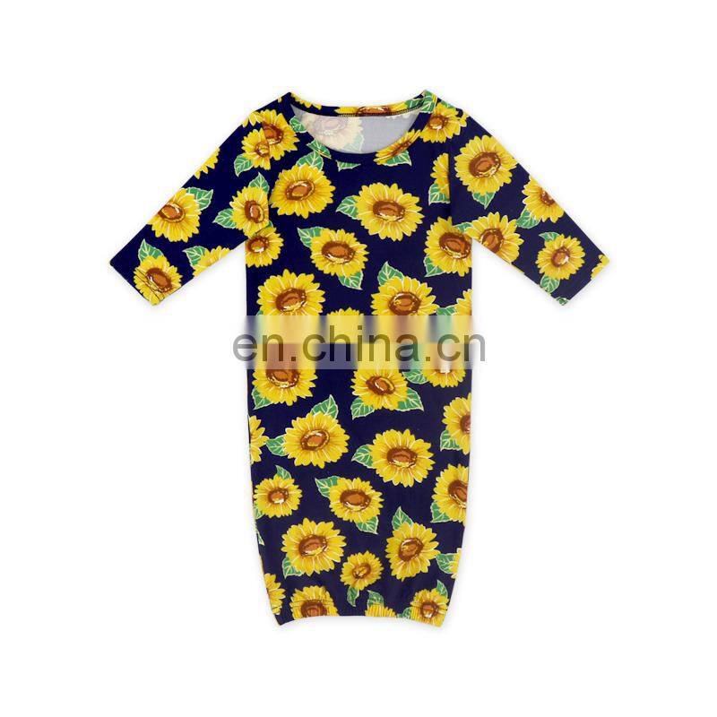 Cute floral print infant baby sleeping bag long sleeve children clothing and headband 2pcs sleeping bag baby gown set