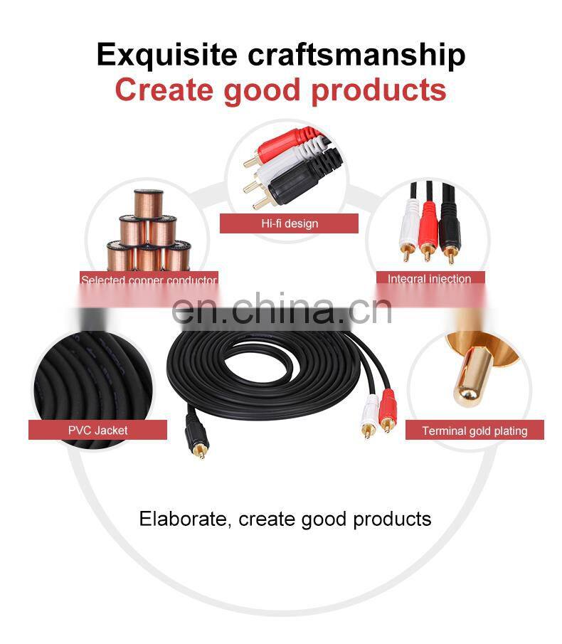 Gold plated 1.5m flat rca av cable 10 pin mini din to rca cable