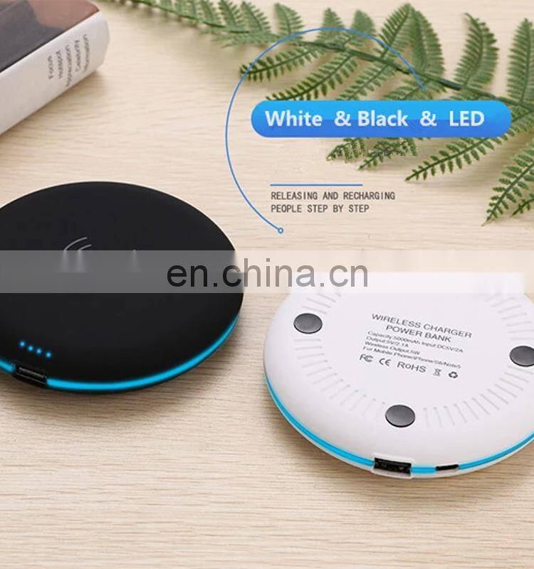 Round shape keychain 5000mah wireless Fast Charge portable power bank