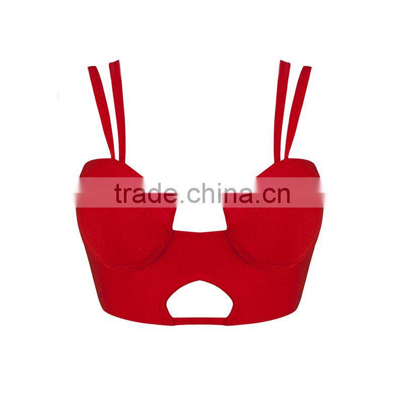 Jenny Fashion Wholesale 2016 New White Beige Red Yellow Sey Cute Women Strap Bandage Bustier Crop Tops