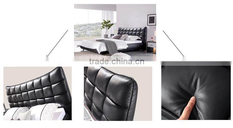 White double size leather modern furniture bed