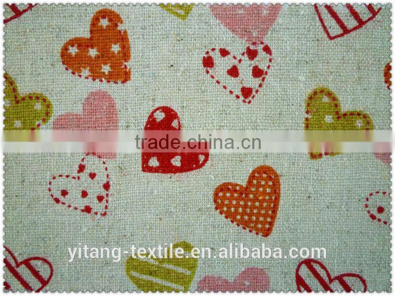 New design heart pattern printed linen fabric for garments