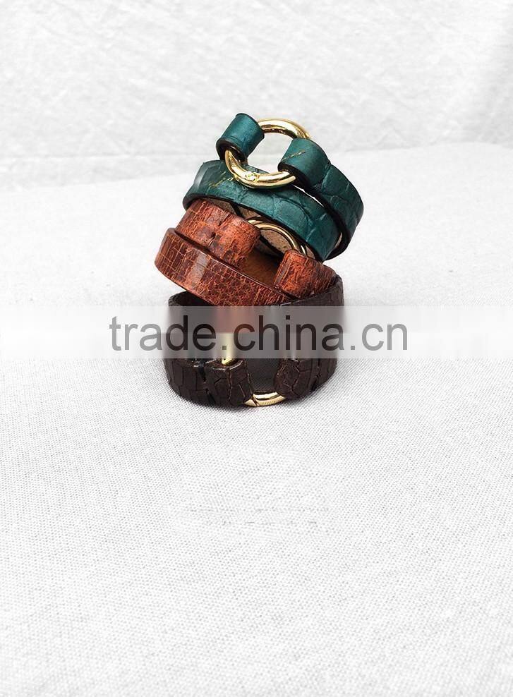 Personality High Feshion Genuine Leather Crocodile Parttern Crack Vintage Retro Style Hand Make Bracelet for mens