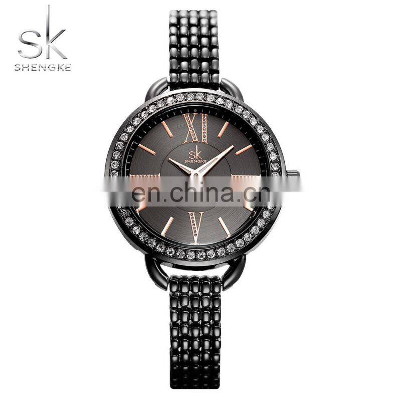 SHENGKE K0089L Light Luxury Feminine Watchs Noctilucous Big Needle Hand Watchs Classic Quartz Bracelet Watch