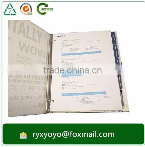 custom loose-leaf a4 size 2" D shape ring binder with catalog insert pages