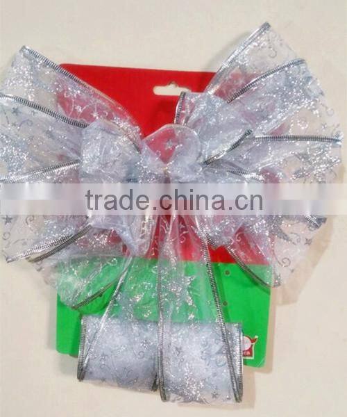 2016 Wedding Card Decorate with Large Printed Organza Ribbon Bow Tie