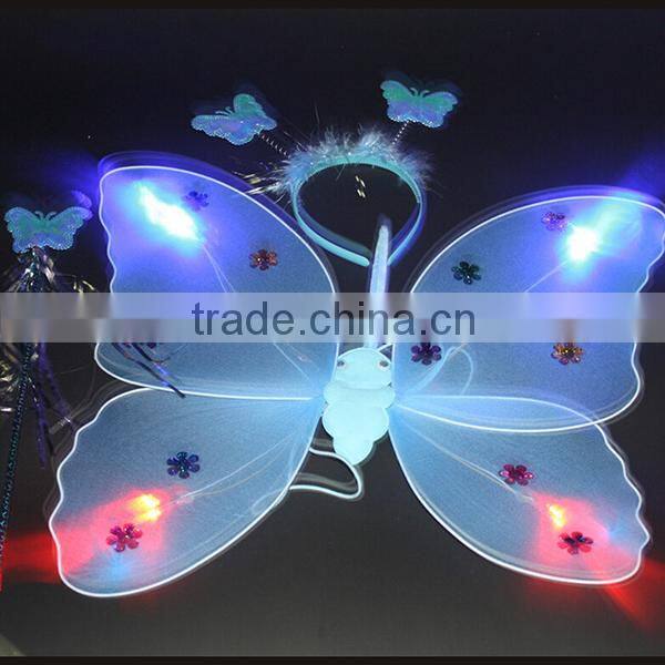 Wholesale cheap double layer fairy kids butterfly wings Halloween pink butterfly wing for sale