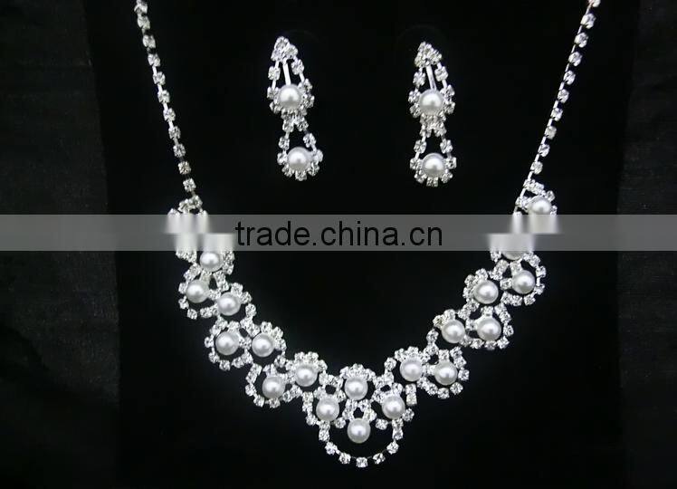 Double-Layer Imitation Pearl Beads Necklace Drop Handmade Jewelry Set