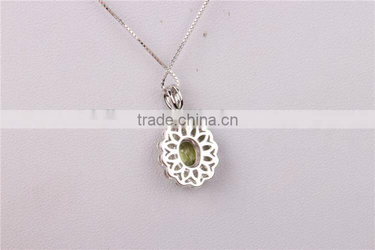 2015 New design pave setting tourmaline 18k gold pendant necklace