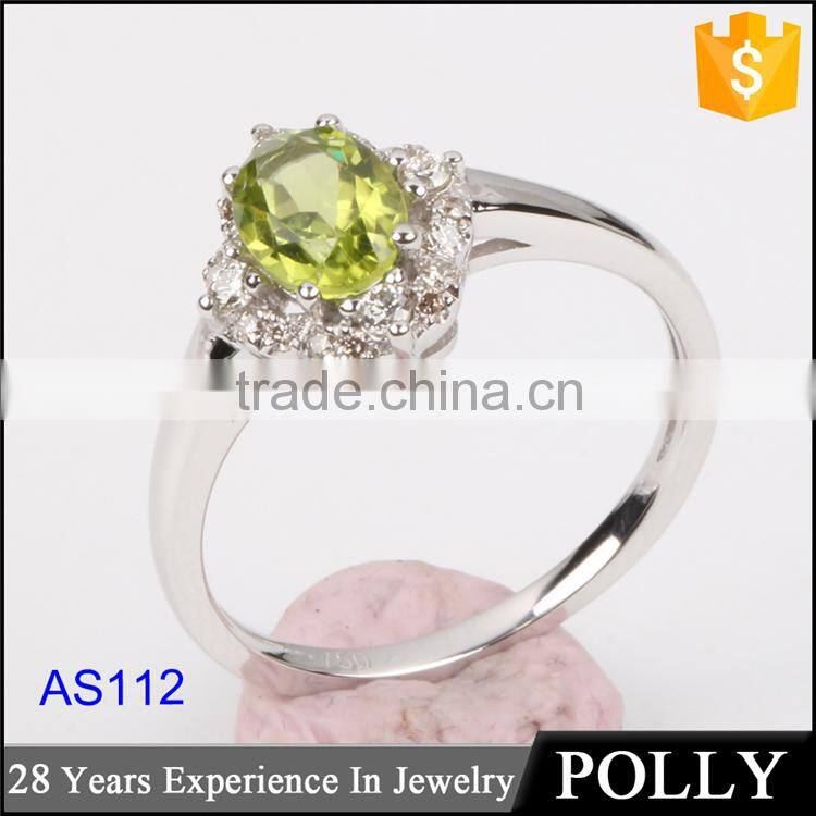 S925 silver wedding and engagement rings with clear zircon green stone ruby ring women jewelry