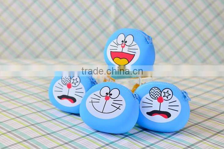 2015 Light blue Silicone zipper coin purses without any silk printing/ Small change purse