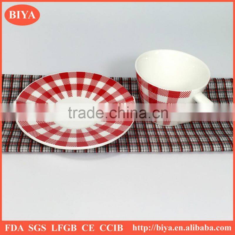 personalized tea cup saucer set New design Ceramic tea coffee cup and saucer with decal printing mug