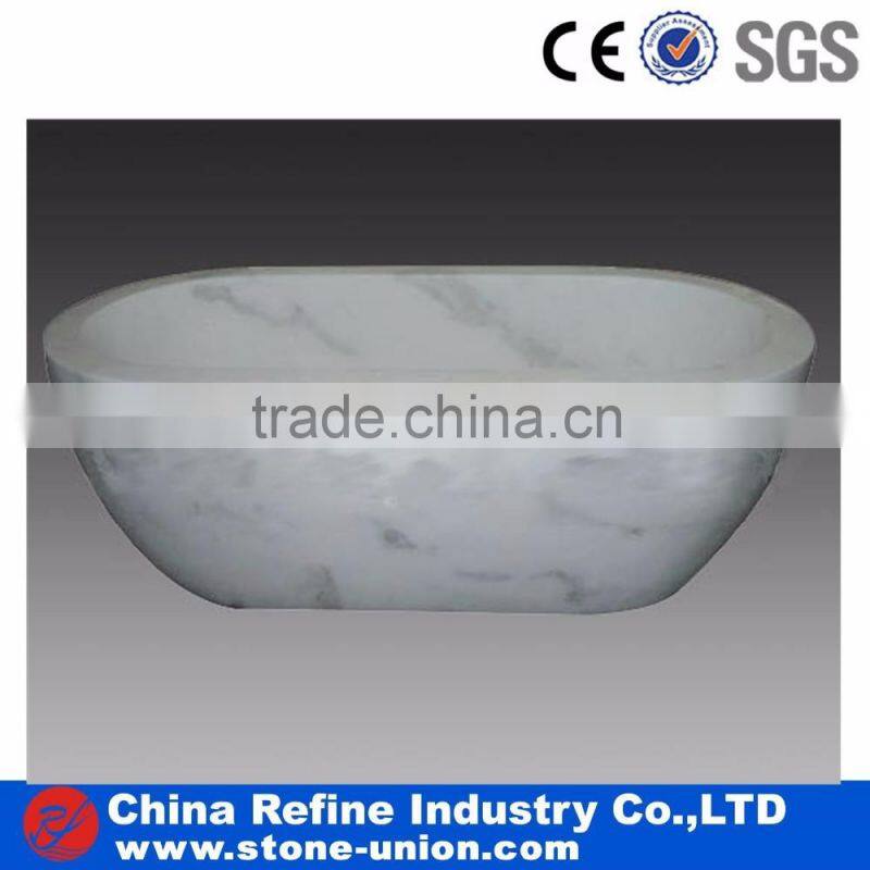 hand carved white marble bathtub for bathroom