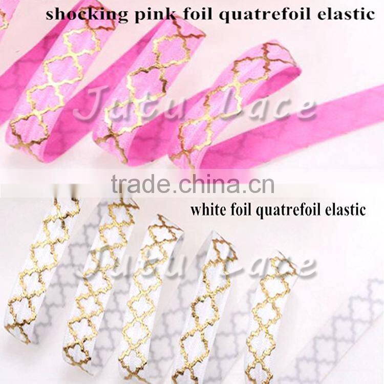 5/8'' Foil Quatrefoil Pattern elastic belt, 5/8" elastic ribbon baby girls skirt elastic ribbon