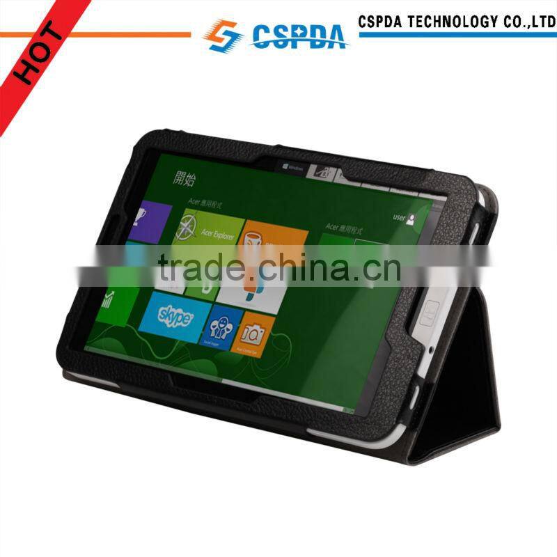 Factory price folio back stand leather case cover for Acer Iconia W3-810 Tablet