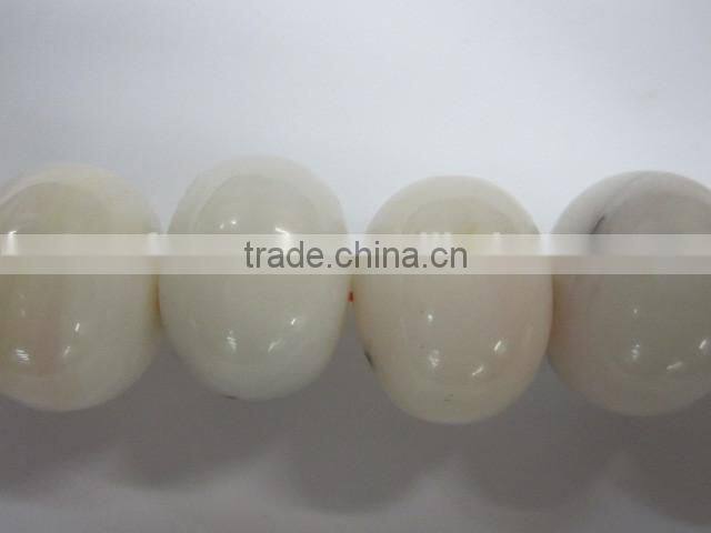 Natural white jade roundel bead mineral gemstone for jewelry making