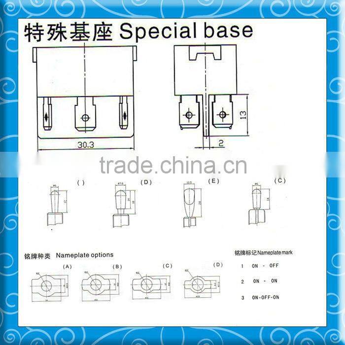 KN3B-203 6Pins Black Base 15Amp 250Vac Mini ON-OFF-ON Miniature Toggle Switch