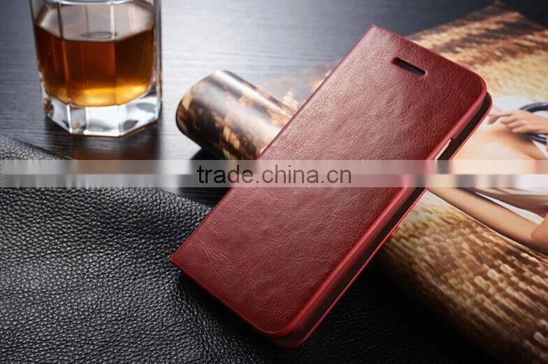 Genuine leather Magnetic flip wallet case for samsung galaxy s6 edge plus