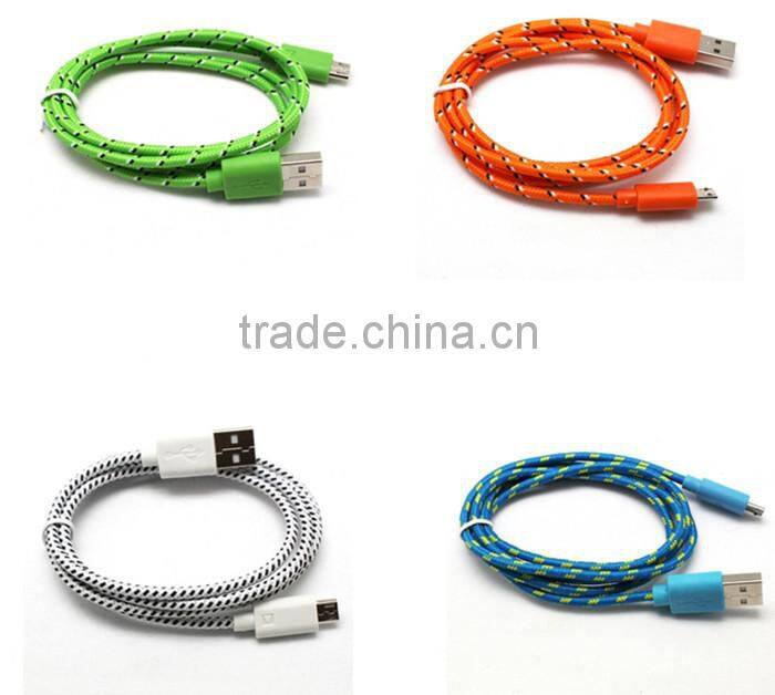Standard USB Type and Mobile Phone Use Fabric Braided USB Charger Cable 1M 2M