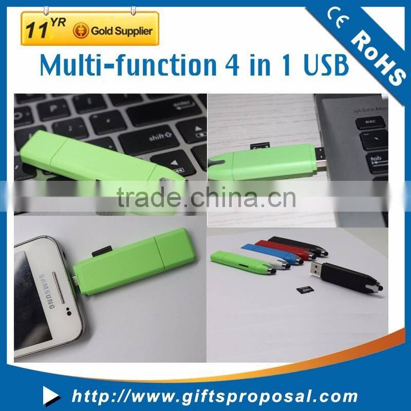 OTG USB memory Stick with mini memory card reader and stylus pen for iPad