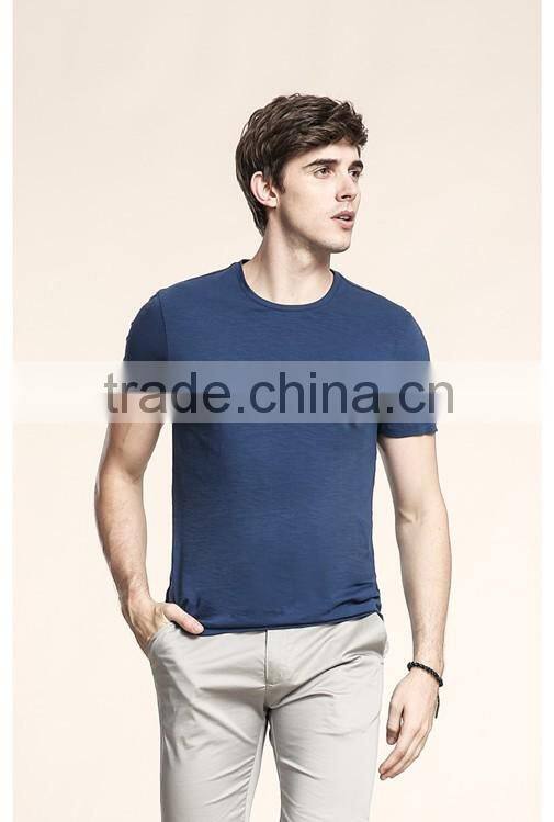 High Quality Lightweight china suppliers Custom logo OEM design blue casual man Slim Fit plain t shirts mens