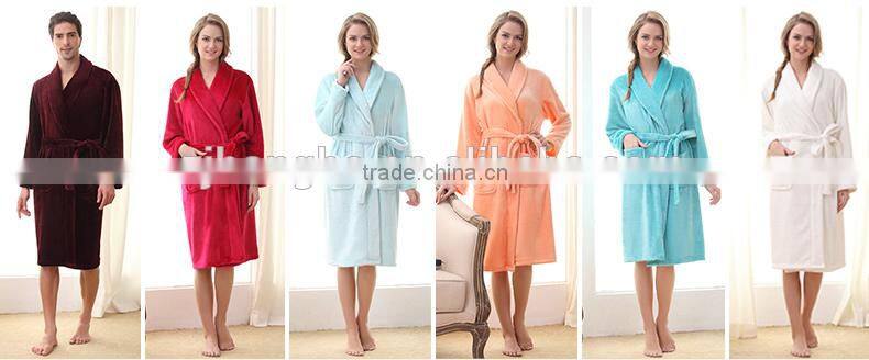 Unisex home hotel Spa microfiber fleece bathrobe gown