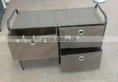 2 tier gray fabric drawer storage rack