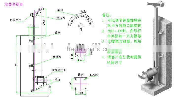 waste water anoxia pond submerine agitator