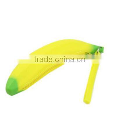 banana shaped portable zipper pencil bag