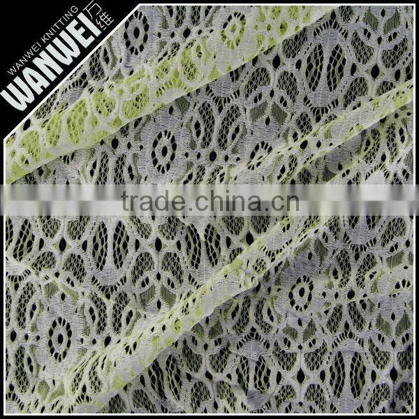 nylon polyester lyca fabric lace textile in double color orange white fabrics for wedding dress