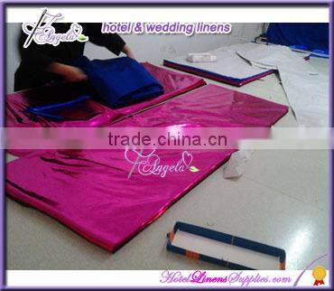 6' (183cm L) rectangle metallic spandex table covers in fuschia for 6' rectangle table decorations