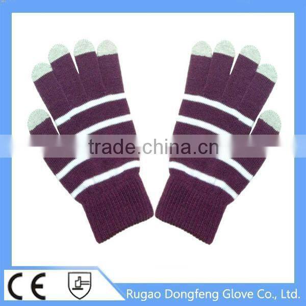 5 Fingers Knitted Stripe Touch Screen Gloves
