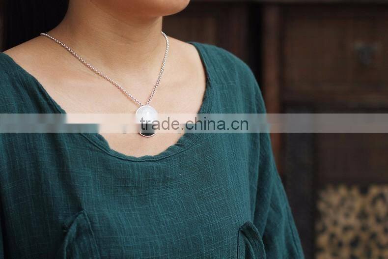 2016 China Style Plants On The River Side 925 Sterling Silver Agate Necklace Pendant for Women Fashion Necklace Jewelry