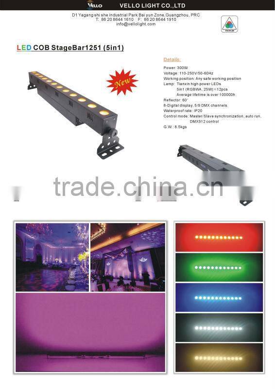 CE&RoHS / 12x12w Led wall wash Light/Bar Led LED COB-1251(5in1)
