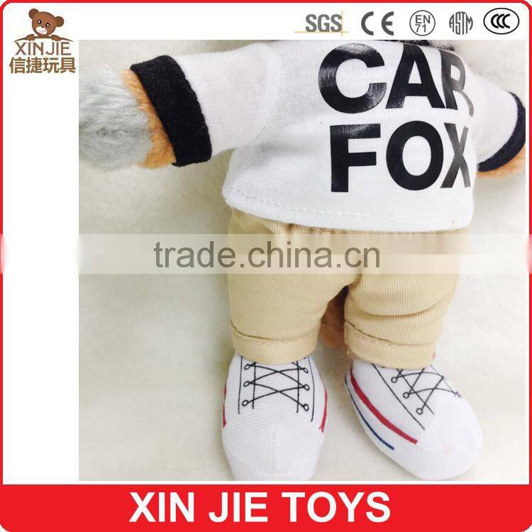 plush fox doll toys animal shape soft dolls with clothing EN71 standard stuffed fox doll toy